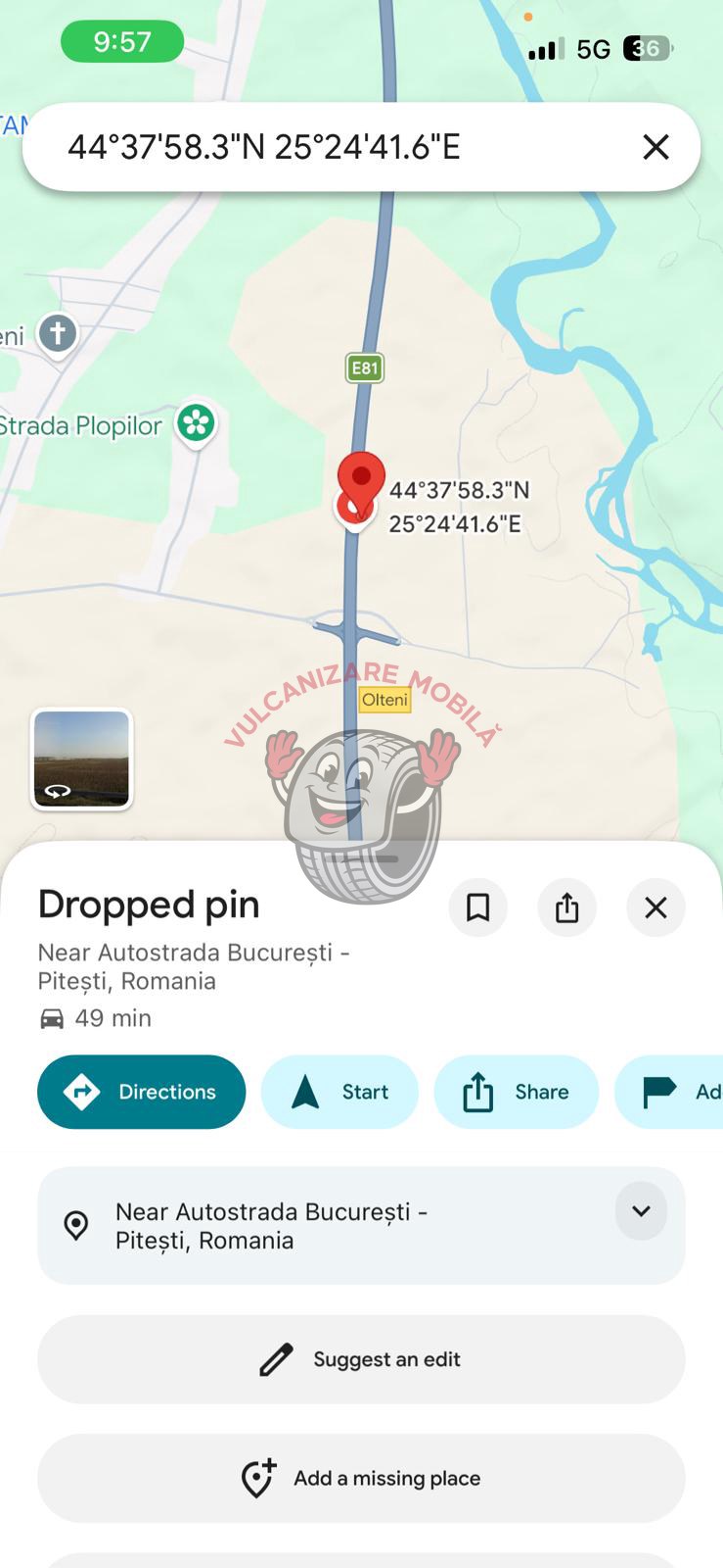 Vulcanizare mobilă în Olteni